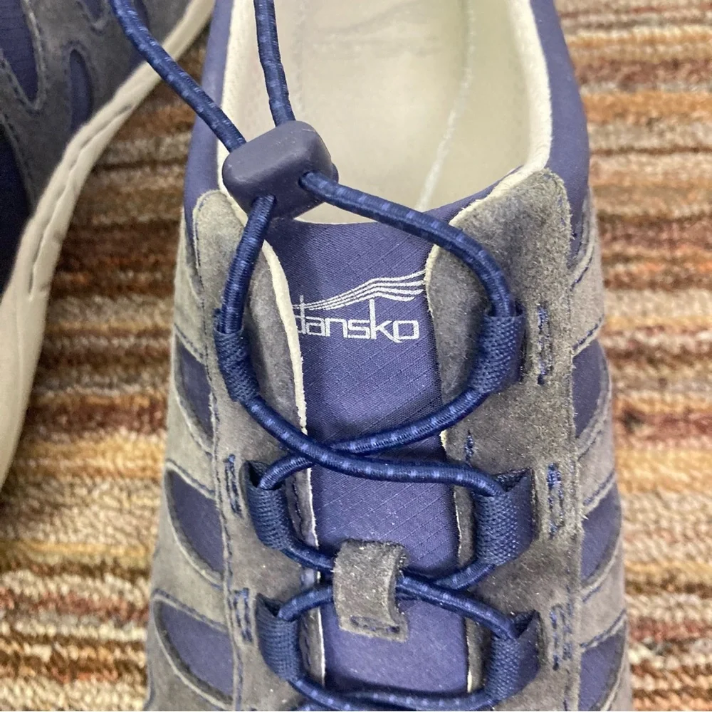 Dansko Sz 42 Women’s Blue Suede Canvas Sneakers Bungee Laces Comfort Shoes EUC - Picture 6 of 9